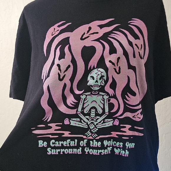 Wicked Clothes Tops - Black Graphic Tee with Pink and Green Design
